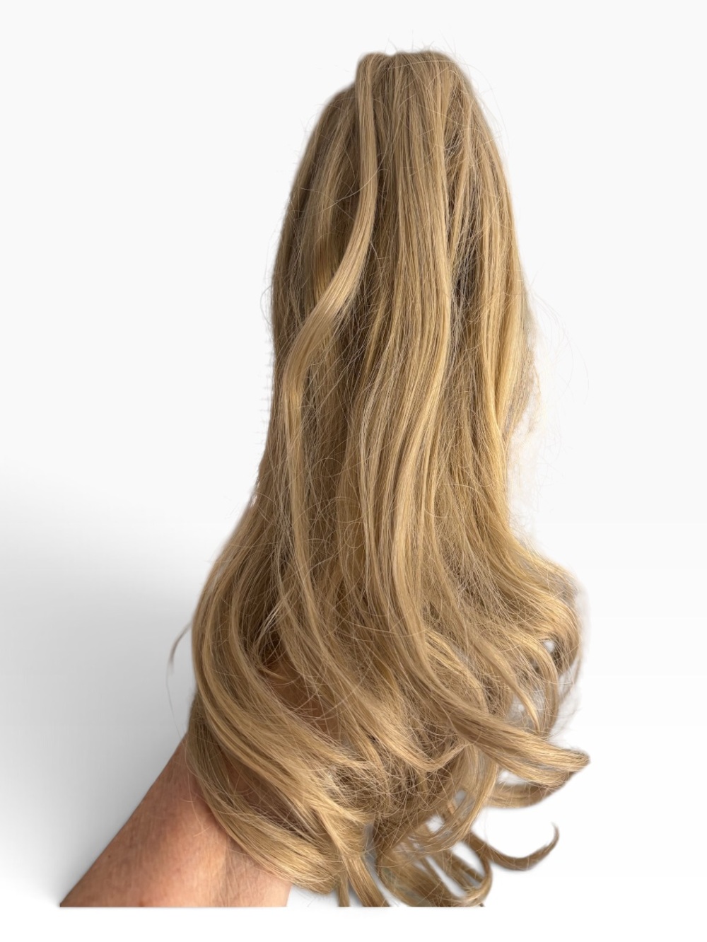 PONYTAIL Women’s Long Wavy Hair Extension Pale Golden Blonde Shade Clip On 14”